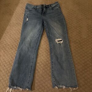 Kut from the Kloth Distressed Straight Leg Jeans - Blue
